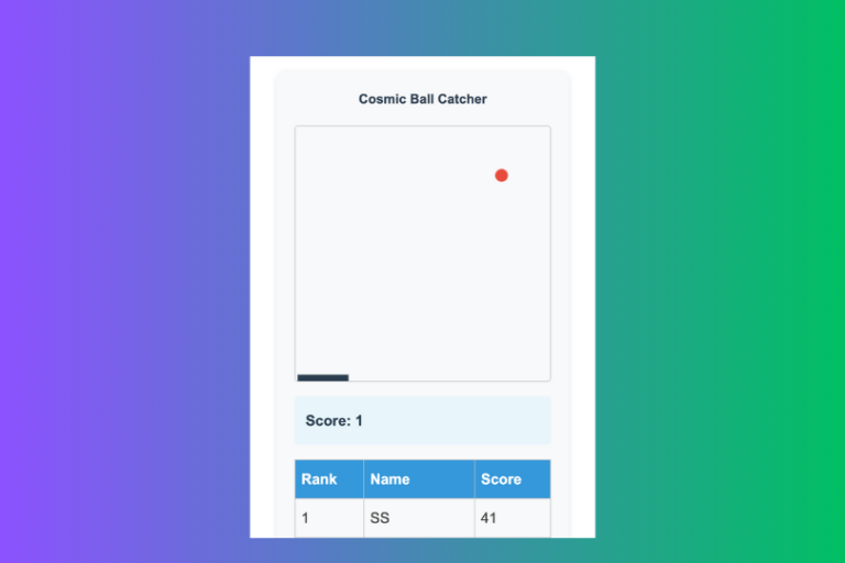 cosmic ball catcher game for college project